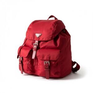 Prada - Red Nylon Backpack Buckle Pockets